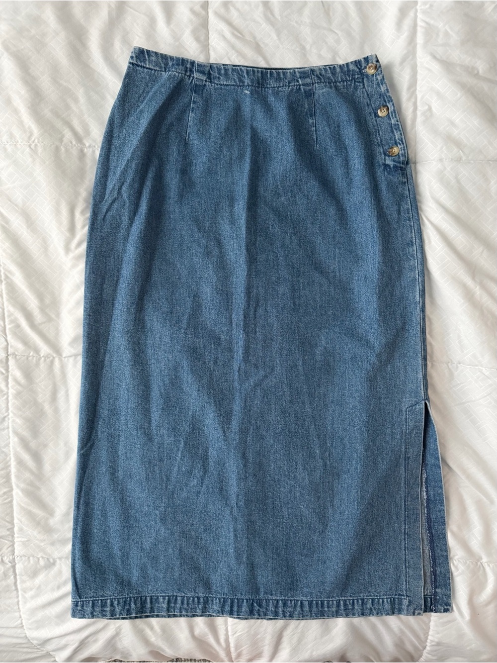 Vintage Eddie Bauer Denim Midi Skirt 8P Western Cottage Boho 90s Y2K Peasant